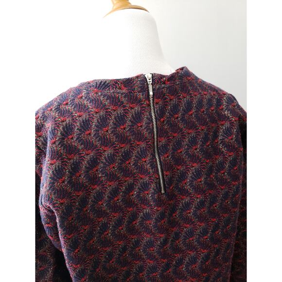 Lenny B. Paris Metallic Gold Red Jacquard Blouse Large - Picture 5 of 12